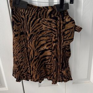Ganni Zebra Print Mini Skirt in Black and Brown size 32